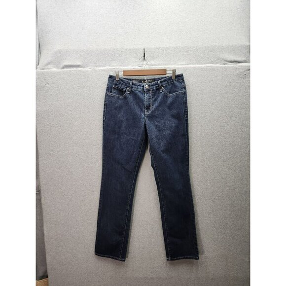 Nine West Straight Leg Jeans 10/30 Dark Wash Embroidered Back Pockets Womens Den - Picture 1 of 5